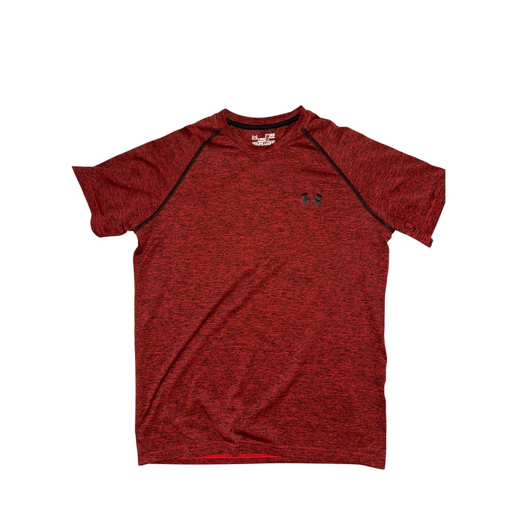 Under Armour Mens HeatGear Loose Fit Raglan Short Sleeve Shirt Red Heather Small